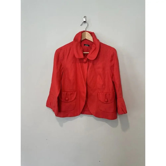 J.Crew Womens Red 100% Linen Summer Topper Jacket Womens Size 6/Small 1161 - Picture 1 of 8